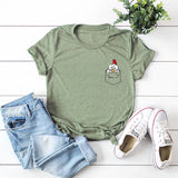 Plus Size S-5XL Cute Chick Print T Shirt Women Shirts 100%Cotton O Neck Short Sleeve Tees Summer T-Shirt Pink Top TShirt Women