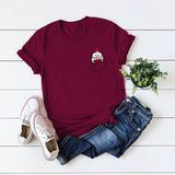 Plus Size S-5XL Cute Chick Print T Shirt Women Shirts 100%Cotton O Neck Short Sleeve Tees Summer T-Shirt Pink Top TShirt Women