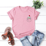 Plus Size S-5XL Cute Chick Print T Shirt Women Shirts 100%Cotton O Neck Short Sleeve Tees Summer T-Shirt Pink Top TShirt Women