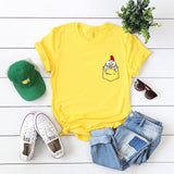 Plus Size S-5XL Cute Chick Print T Shirt Women Shirts 100%Cotton O Neck Short Sleeve Tees Summer T-Shirt Pink Top TShirt Women