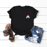 Plus Size S-5XL Cute Chick Print T Shirt Women Shirts 100%Cotton O Neck Short Sleeve Tees Summer T-Shirt Pink Top TShirt Women